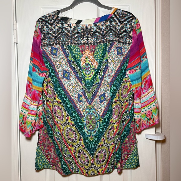 John Mark Embroidered Print Top Floral Multi Size L - Picture 4 of 9